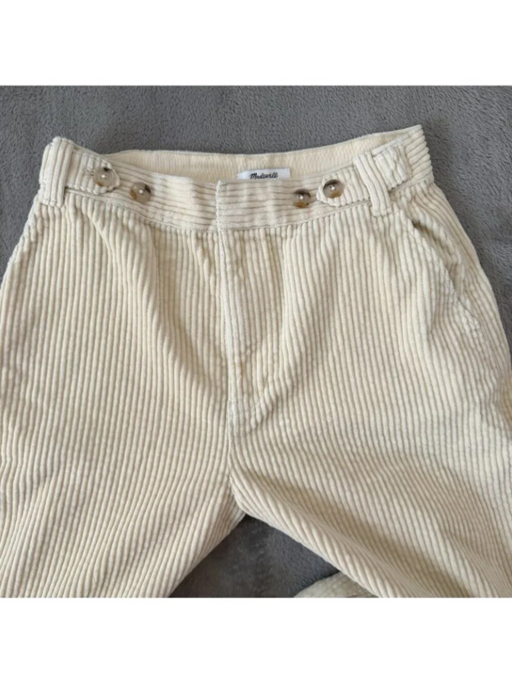 Madewell Wide Leg Wale Corduroy Pants Womens 28 6 Cream High Rise